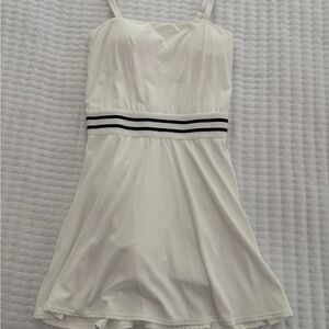 JoyLab White Asymmetrical Dress with Black Accents